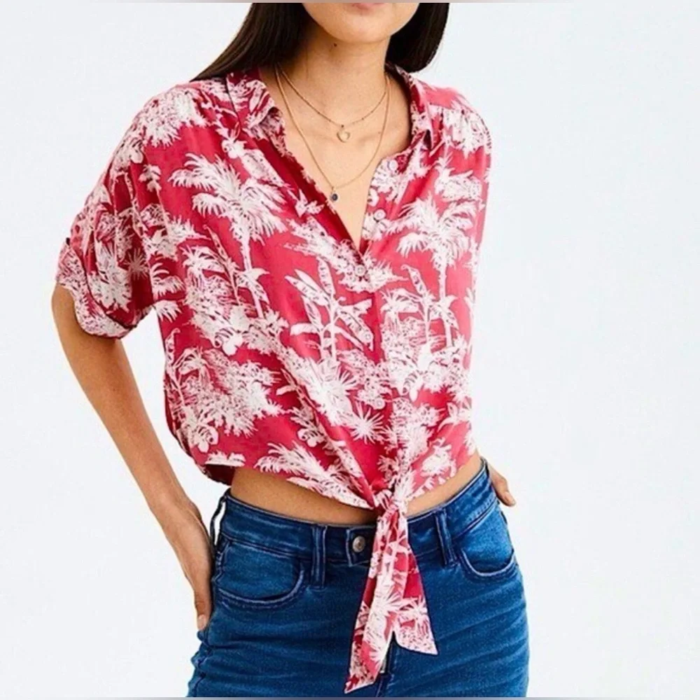 AMERICAN EAGLE OUTFITTERS  Hawiaan Shirt - Picture 8 of 16